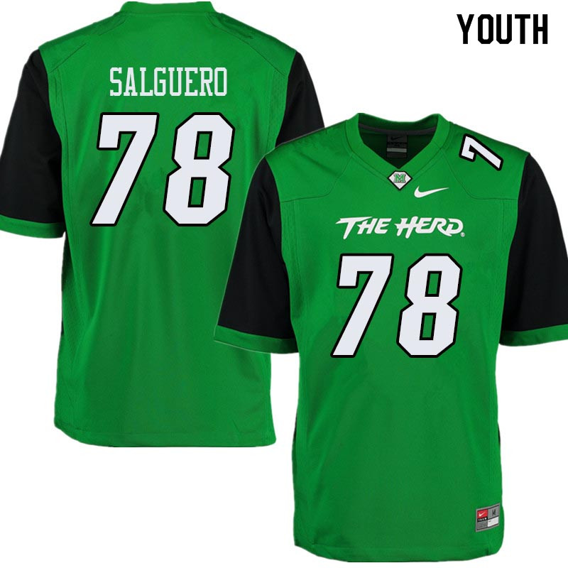 Youth #78 Alex Salguero Marshall Thundering Herd College Football Jerseys Sale-Green